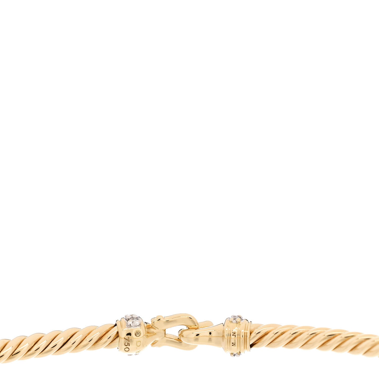 David Yurman 18K Yellow Gold Diamond 2.6mm Cable Collectibles Buckle Bracelet 3 of 3