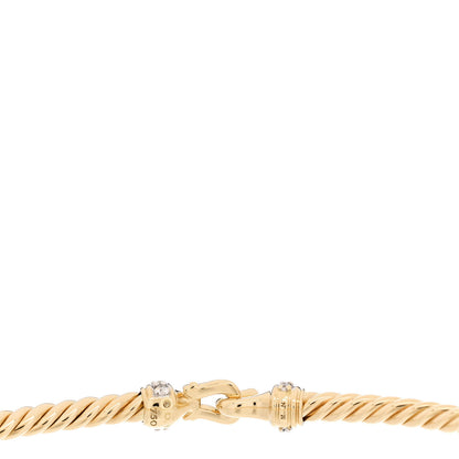 David Yurman 18K Yellow Gold Diamond 2.6mm Cable Collectibles Buckle Bracelet 3 of 3
