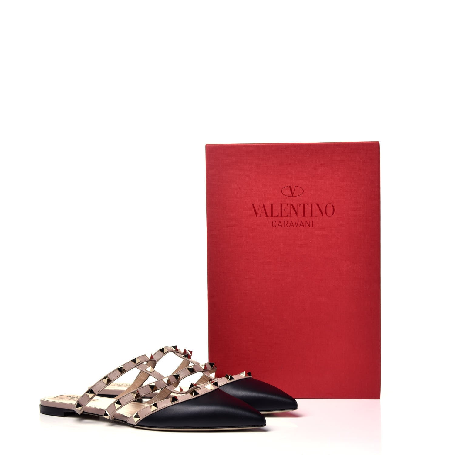 Valentino Garavani Nappa Rockstud Flat Cage Mules 40.5 Black Poudre 10 of 10