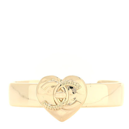 Chanel Metal Coco In Love CC Heart Cuff Bracelet S Gold 1 of 4