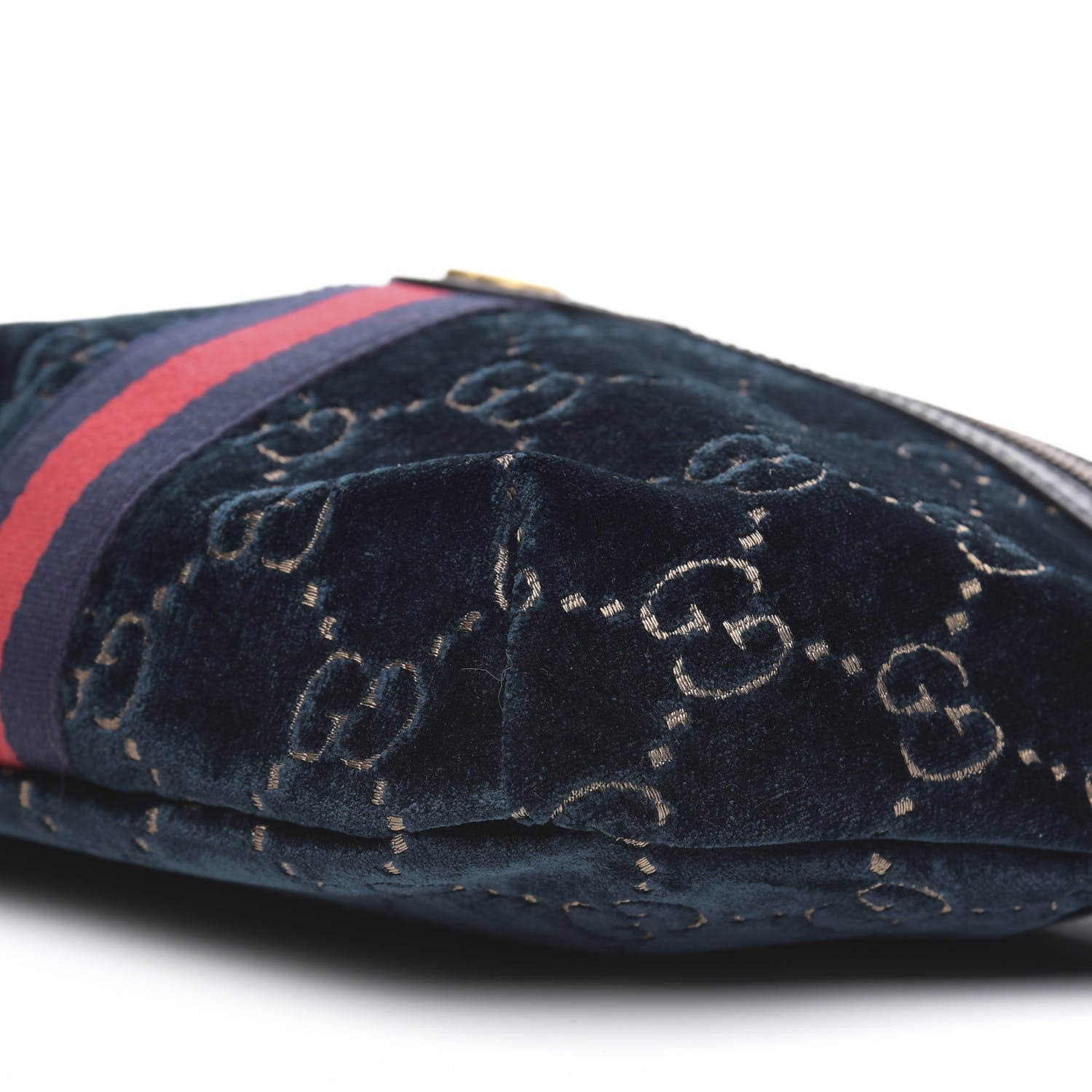 Gucci Velvet GG Monogram Web Belt Bag Blue Beige 9 of 9
