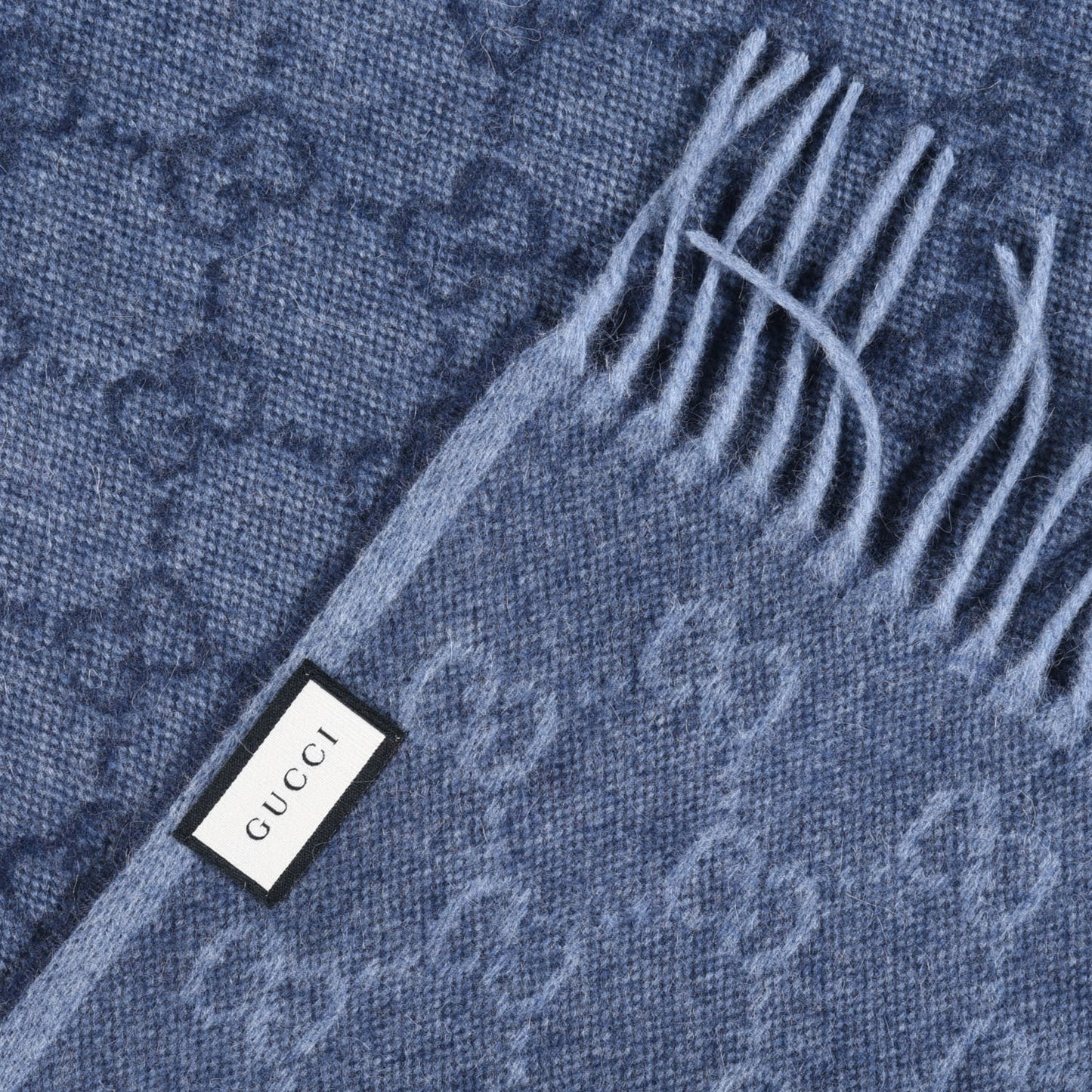 Wool Alpaca Monogram Web New Nikky Scarf Midnight Blue