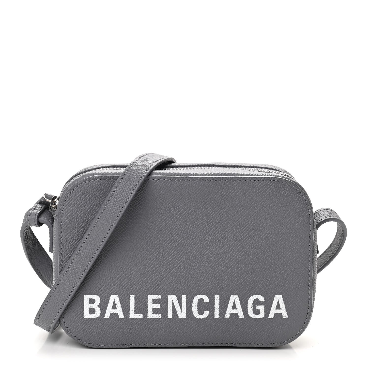 Balenciaga Grained Calfskin Logo XS Ville Camera Bag Gris Perle Fonce White 1 of 9
