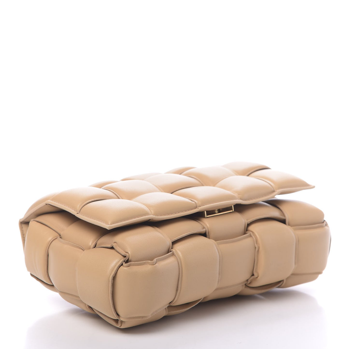 Nappa Maxi Intreccio Padded Cassette Crossbody Bag Almond