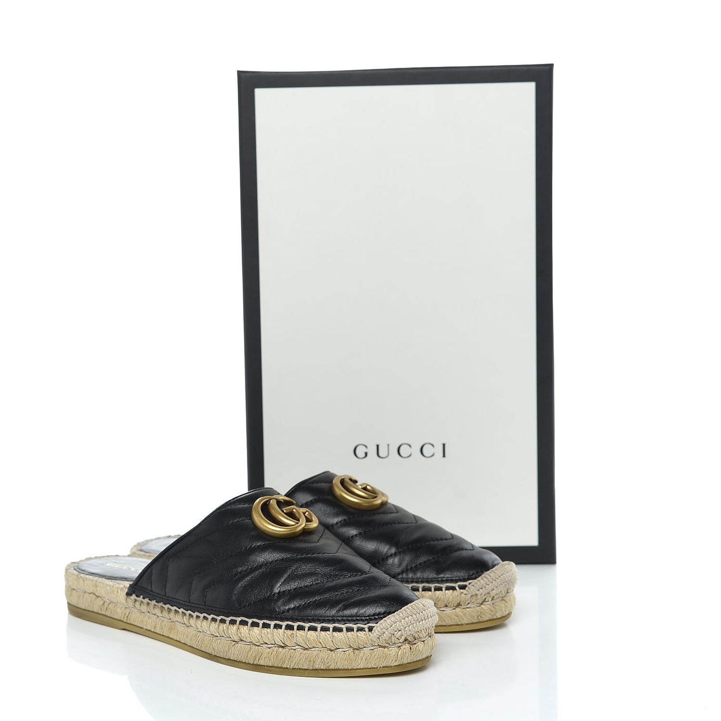 Nappa Matelasse GG Marmont Espadrille Slippers 36 Black