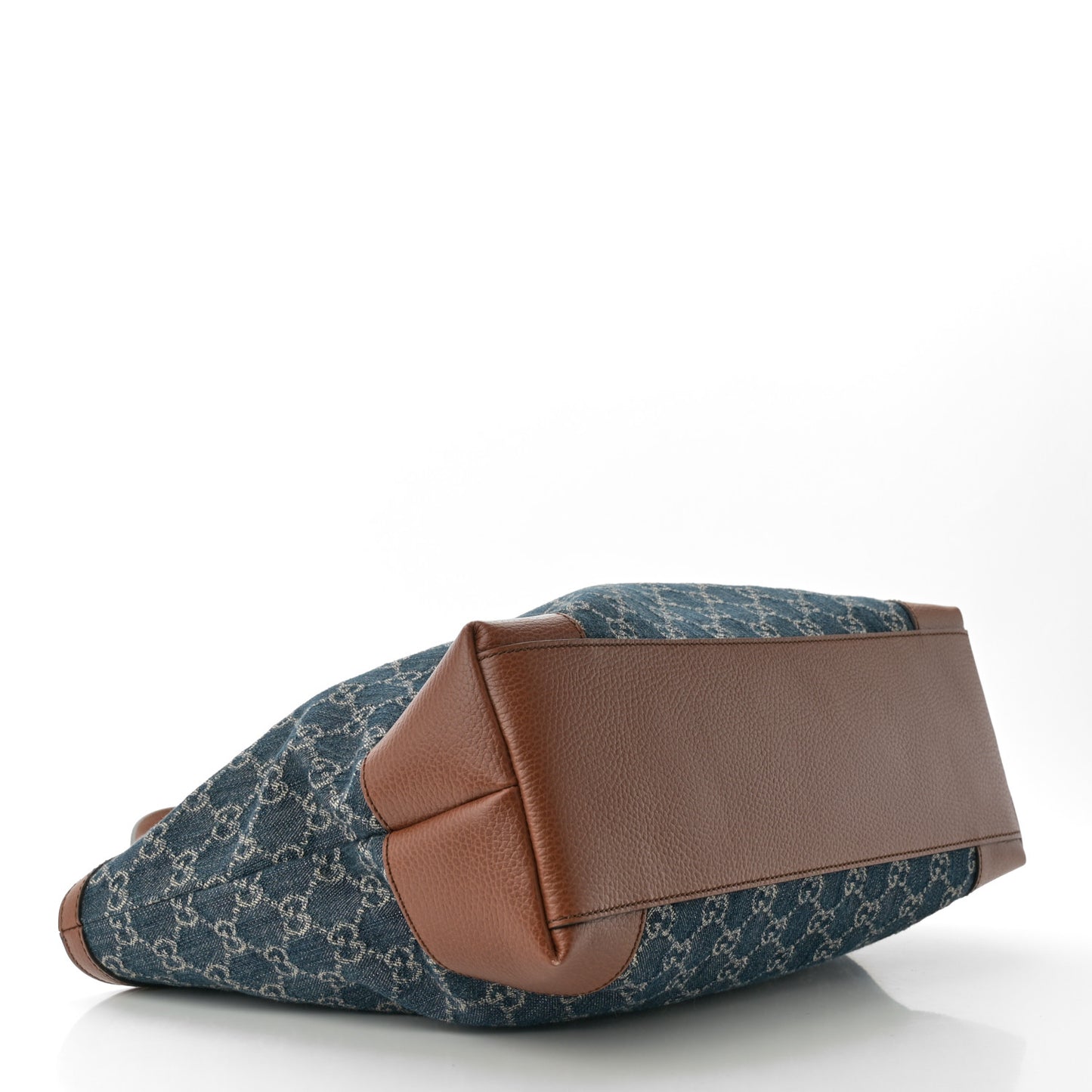 New Denim GG Monogram Medium Ophidia Shopping Tote Blue Tea Cuir