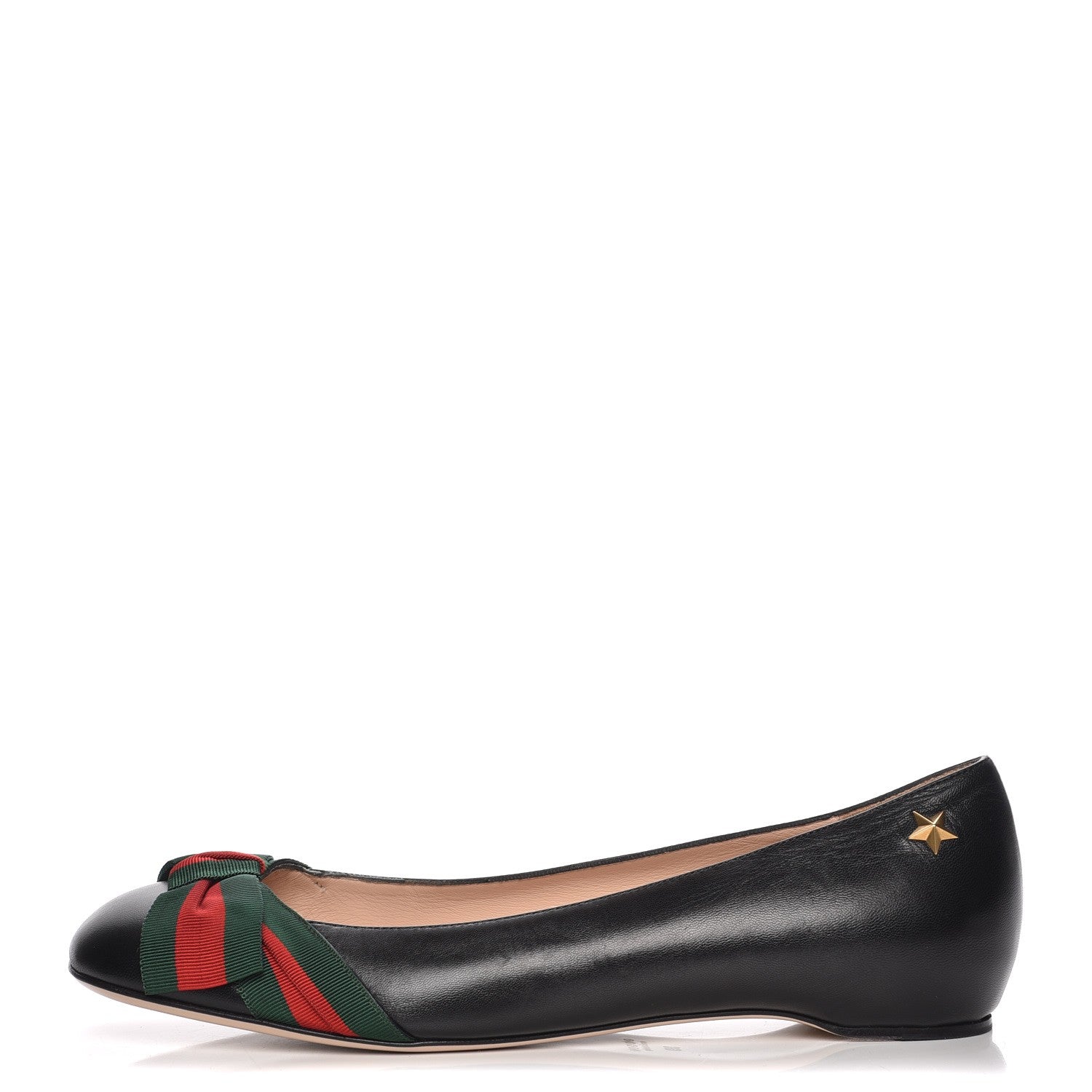Gucci Calfskin Web Ballerina Flat 39 Nero Black 1 of 8