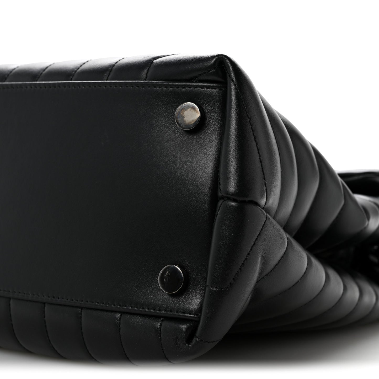 Calfskin Y Quilted Monogram Monochrome Large Loulou Chain Satchel Black