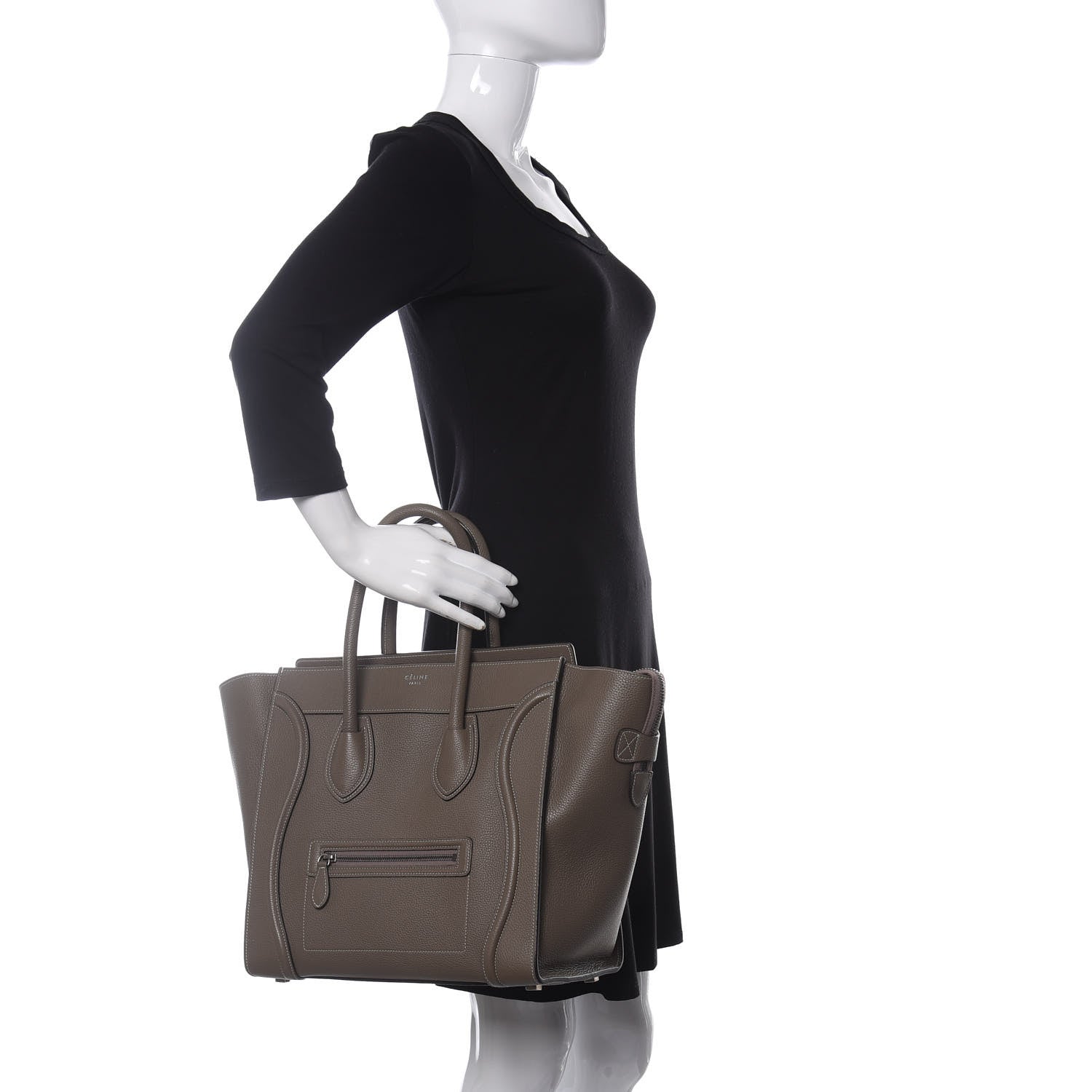 Celine Drummed Calfskin Mini Luggage Souris 2 of 9