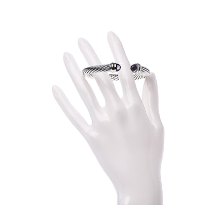 David Yurman Sterling Silver 14K Yellow Gold Amethyst 7mm Cable Classics Bracelet 2 of 5