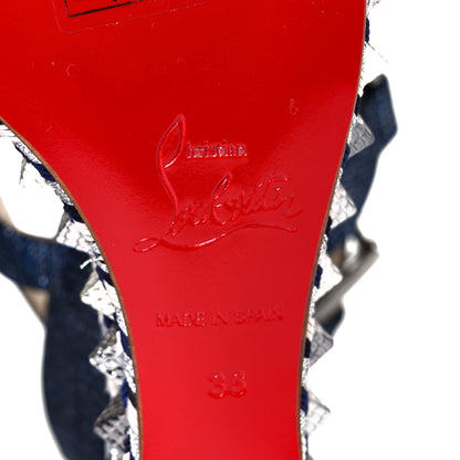 Christian Louboutin Lame Lux Pyraclou 110 Wedge Sandals 36 Denim 6 of 7