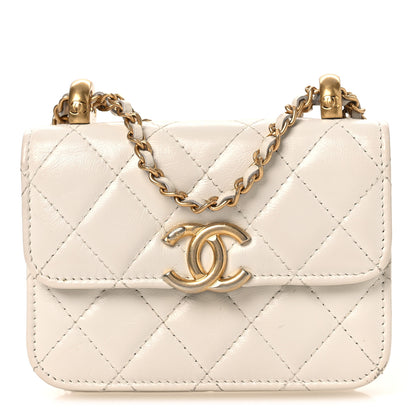 Chanel Calfskin Quilted Perfect Fit Coin Purse With Chain White 1 of 13