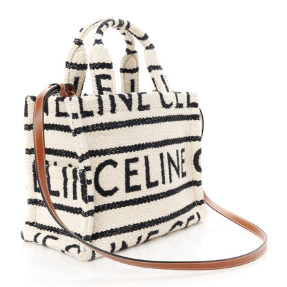 Celine Canvas Small All Over Cabas Thais White Black 3 of 9