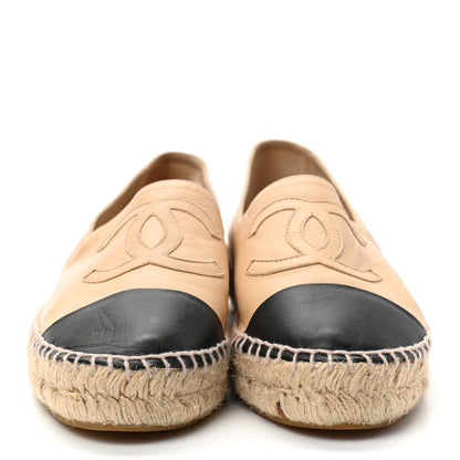 Chanel Lambskin CC Espadrilles 40 Beige Black 2 of 12