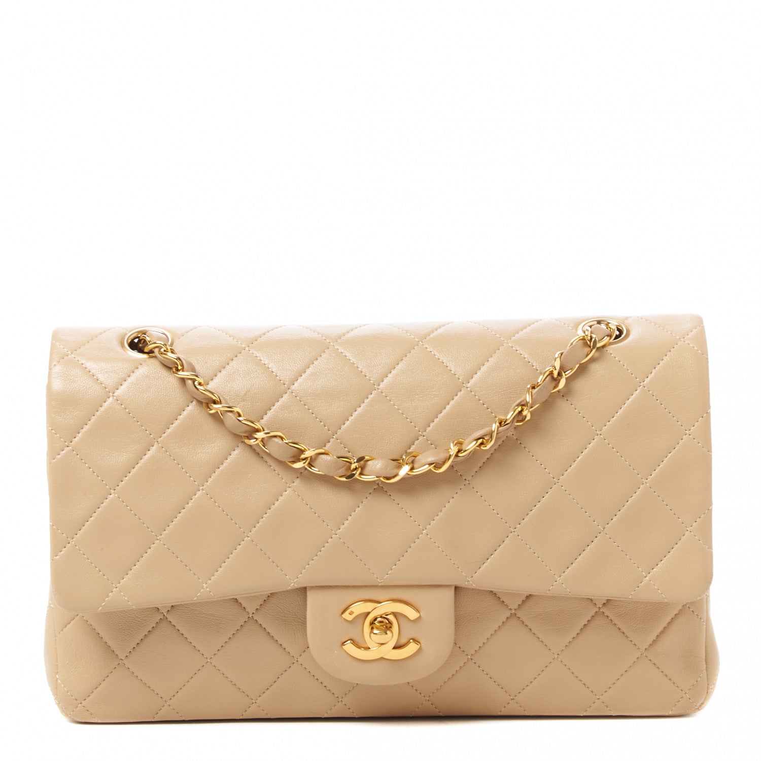 Chanel Lambskin Quilted Medium Double Flap Beige 1 of 10