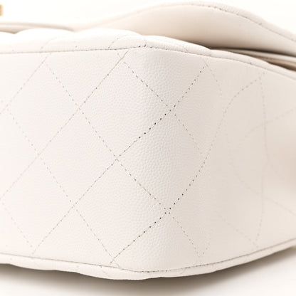 Chanel Caviar Quilted Jumbo Double Flap White 10 of 11