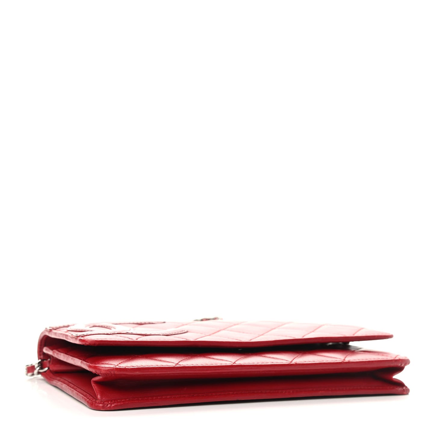 Calfskin Quilted Cambon Wallet On Chain WOC Red