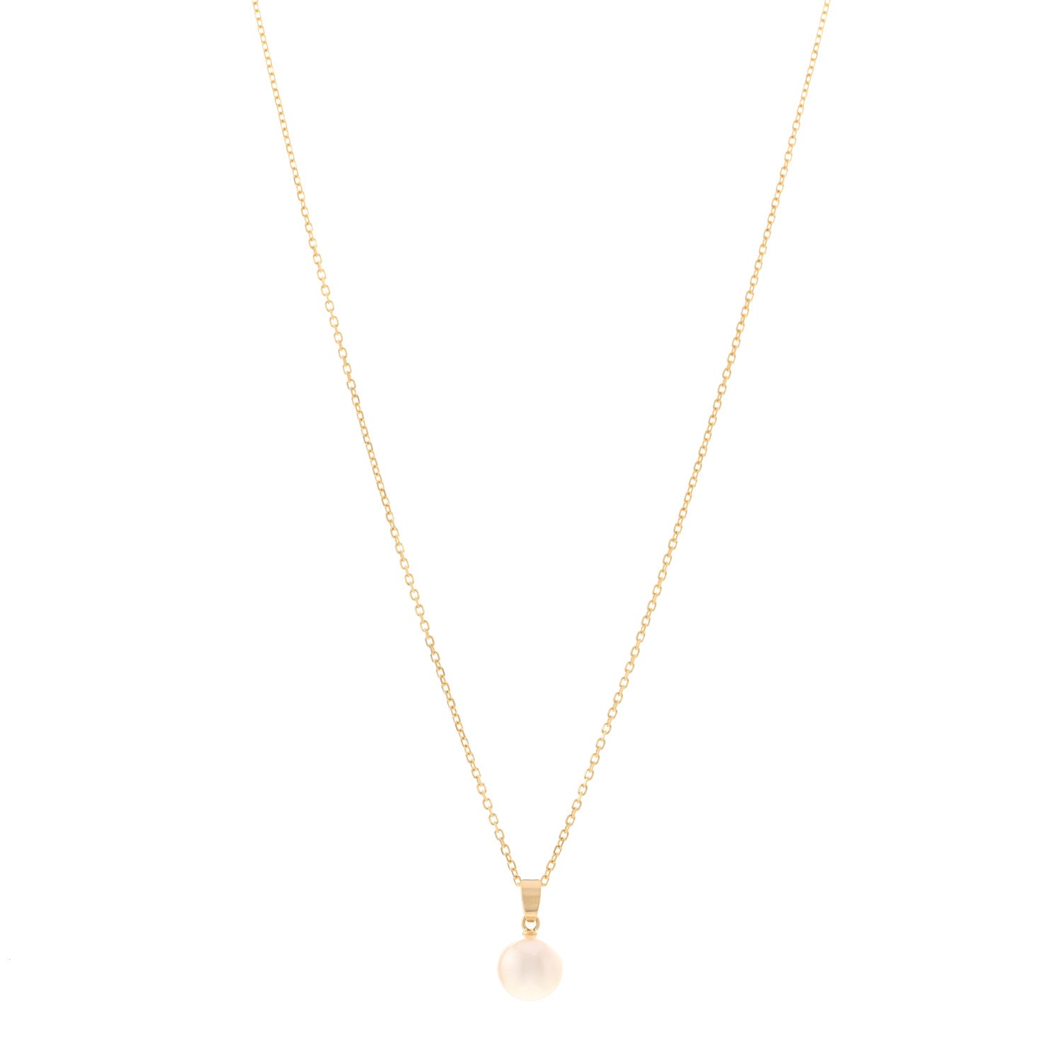 Mikimoto 18K Yellow Gold 8mm Akoya Cultured Pearl Drop Pendant Necklace 1 of 4