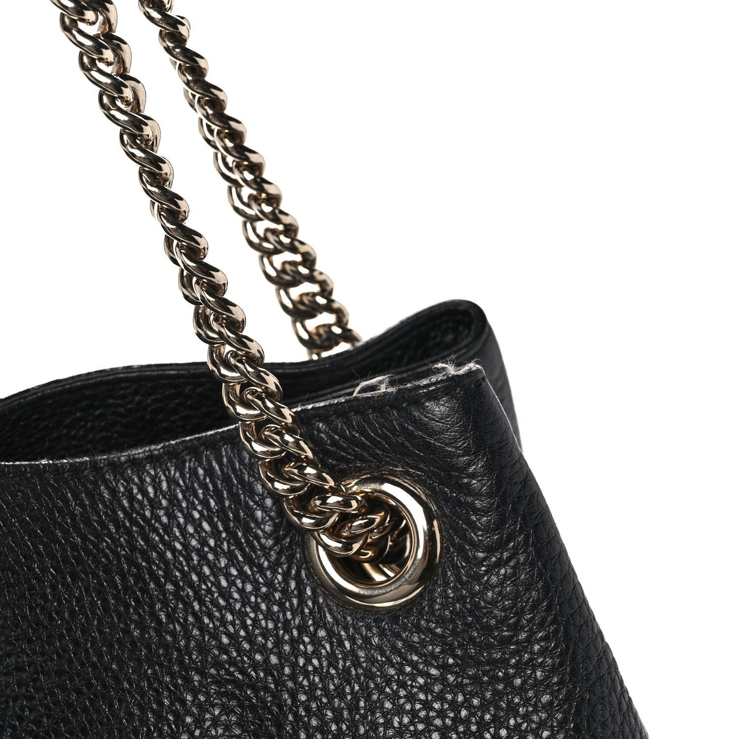 Pebbled Calfskin Large Soho Chain Shoulder Bag Black