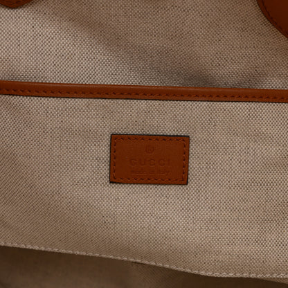 Gucci Raffia Woven Logo Patch Medium Tote Bag Natural Brown Multicolor 6 of 10