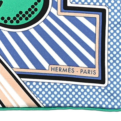 Hermes Silk Pegase Pop Scarf 45 Bleu Vert White 3 of 4