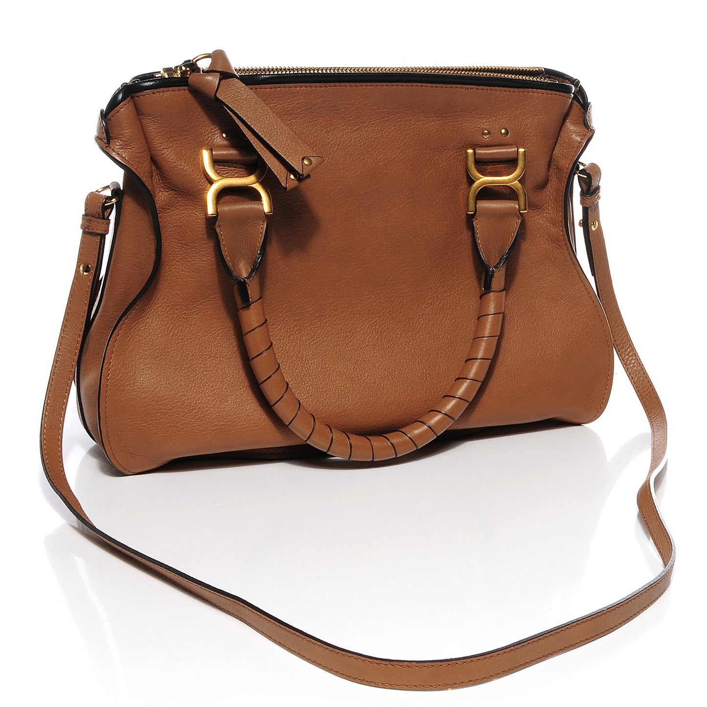Calfskin Braided Medium Marcie Satchel Nut