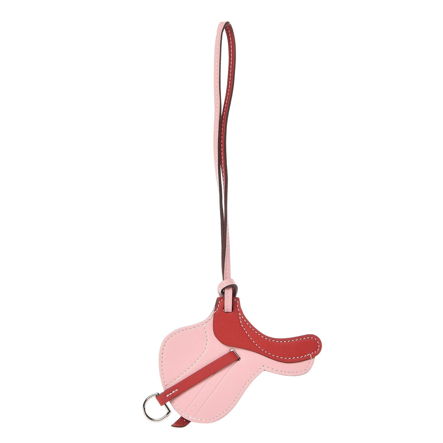 Hermes Swift Paddock Selle Horse Saddle Bag Charm Rouge Rose Sakura 1 of 3