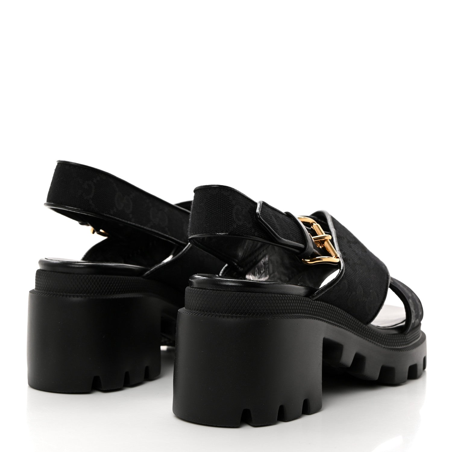 Gucci Monogram Granada Kid Trip 40/72mm Lug Sole Sandals 39 Black 5 of 9