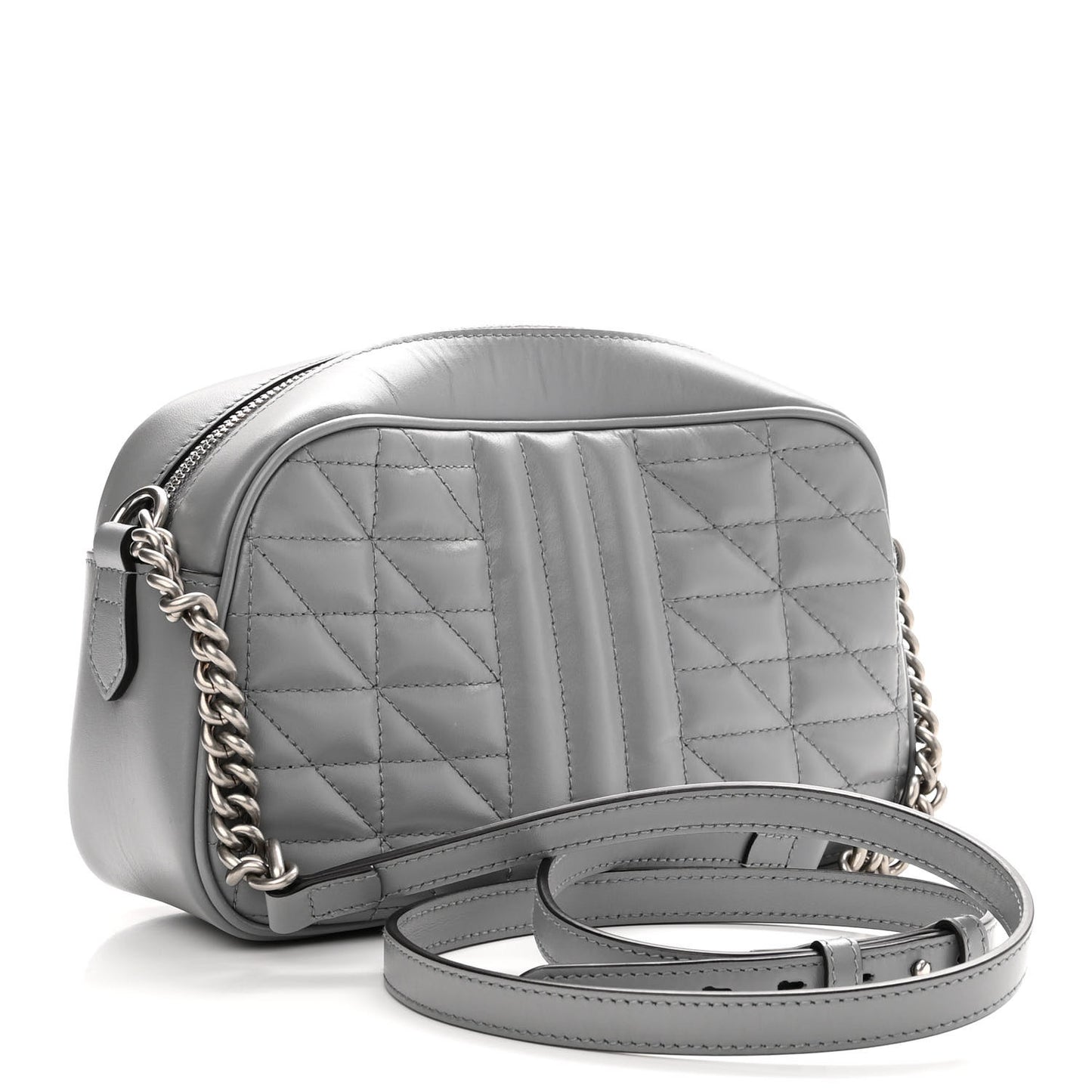 Calfskin Matelasse Aria Small GG Marmont Chain Shoulder Bag Deep Grey