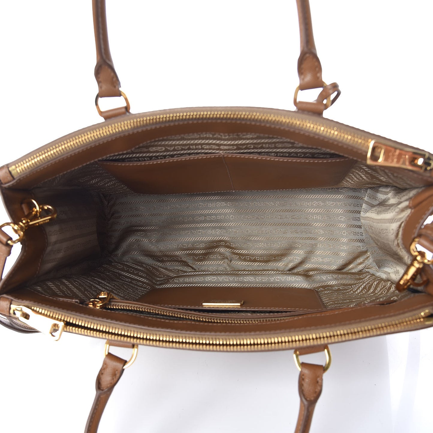 Saffiano Medium Galleria Double Zip Tote Caramel