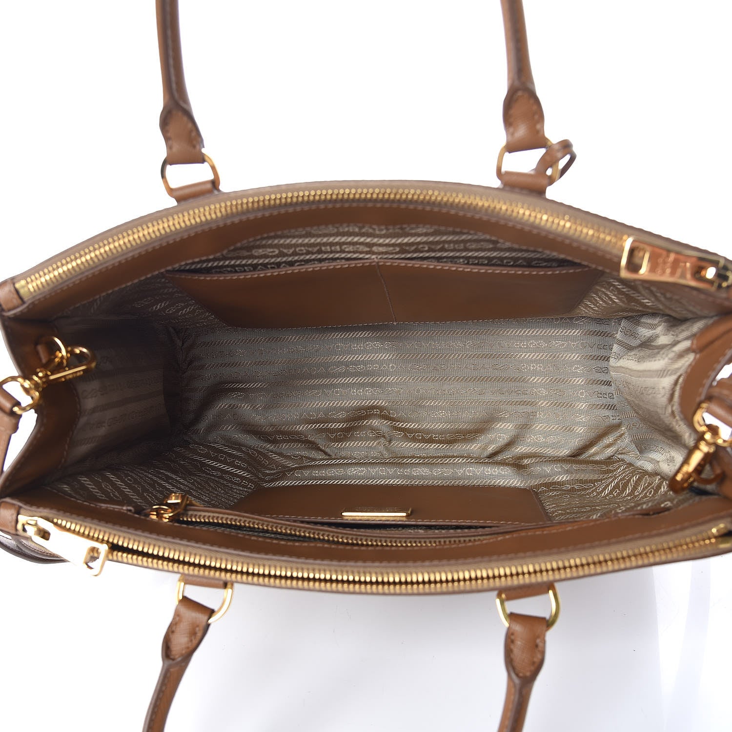 Prada Saffiano Medium Galleria Double Zip Tote Caramel 7 of 9