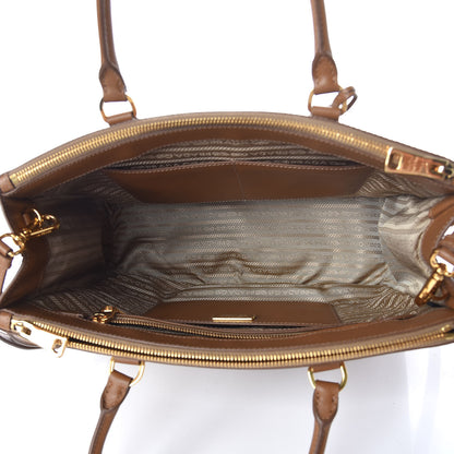 Prada Saffiano Medium Galleria Double Zip Tote Caramel 7 of 9