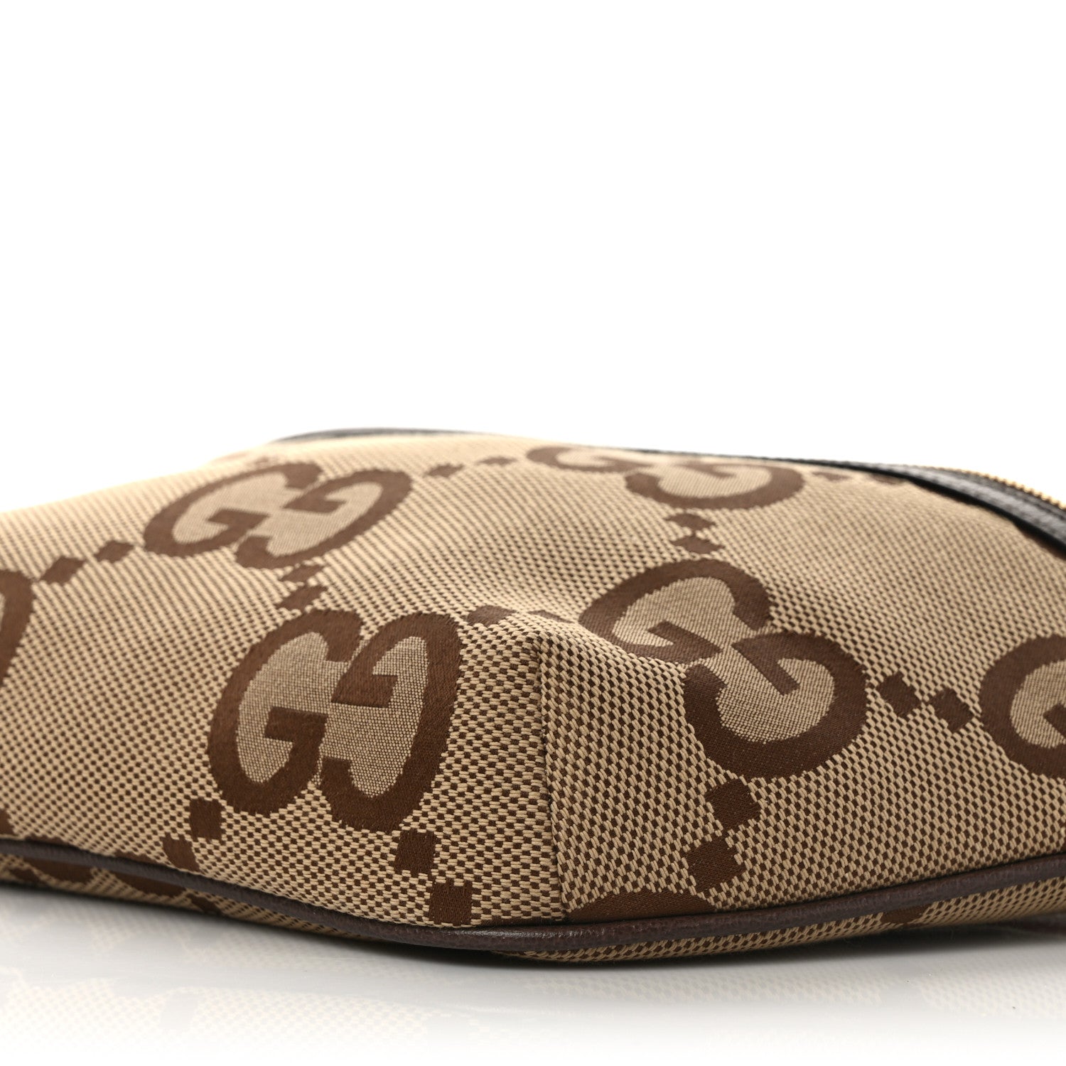 Gucci Monogram Jumbo GG Textured Dollar Calfskin Web Belt Bag Camel Ebony New Acero 8 of 8