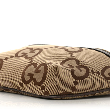 Gucci Monogram Jumbo GG Textured Dollar Calfskin Web Belt Bag Camel Ebony New Acero 8 of 8
