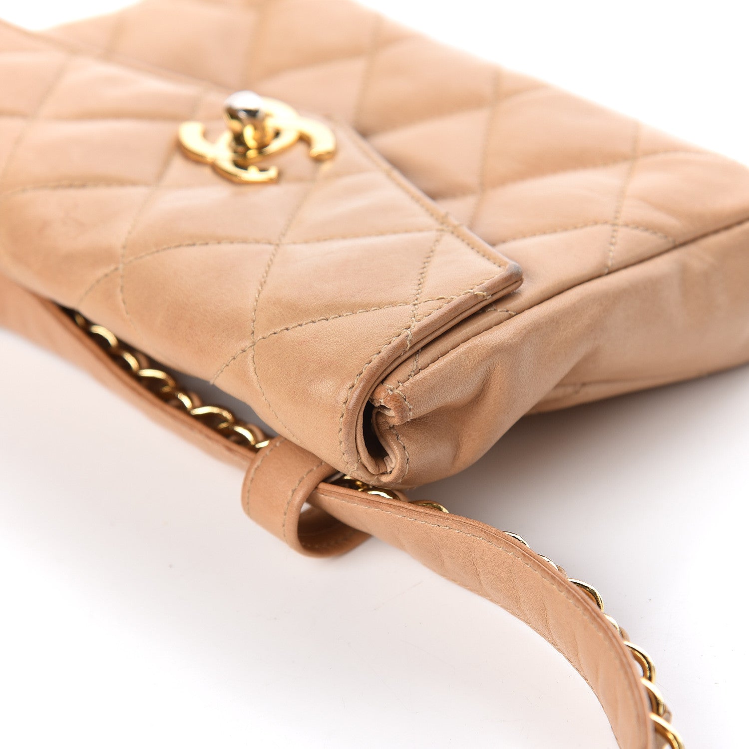 Chanel Lambskin Quilted Flap Waist Belt Bag Beige 14 of 15