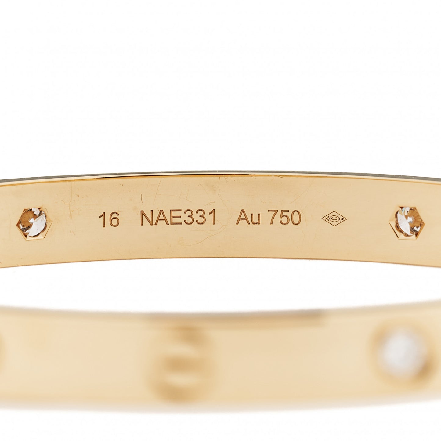 18K Yellow Gold 4 Diamond LOVE Bracelet 16