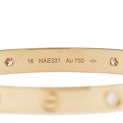 Cartier 18K Yellow Gold 4 Diamond LOVE Bracelet 16 5 of 7