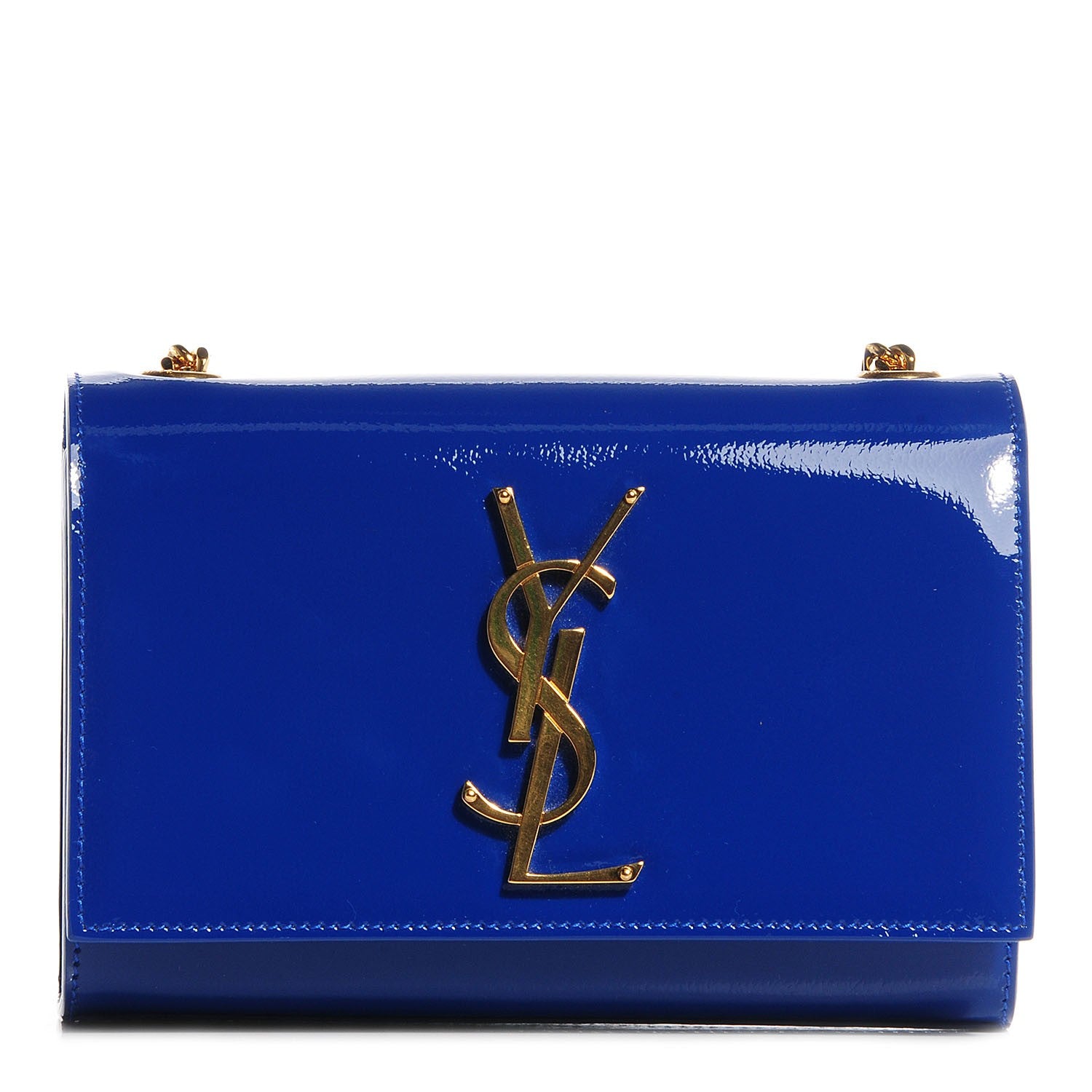 Saint Laurent Patent Small Classic Monogram Satchel Royal Blue 1 of 8