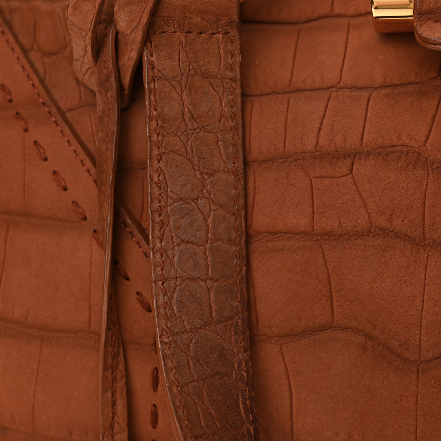 Nubuck Crocodile Embossed Oversized Muse Brown