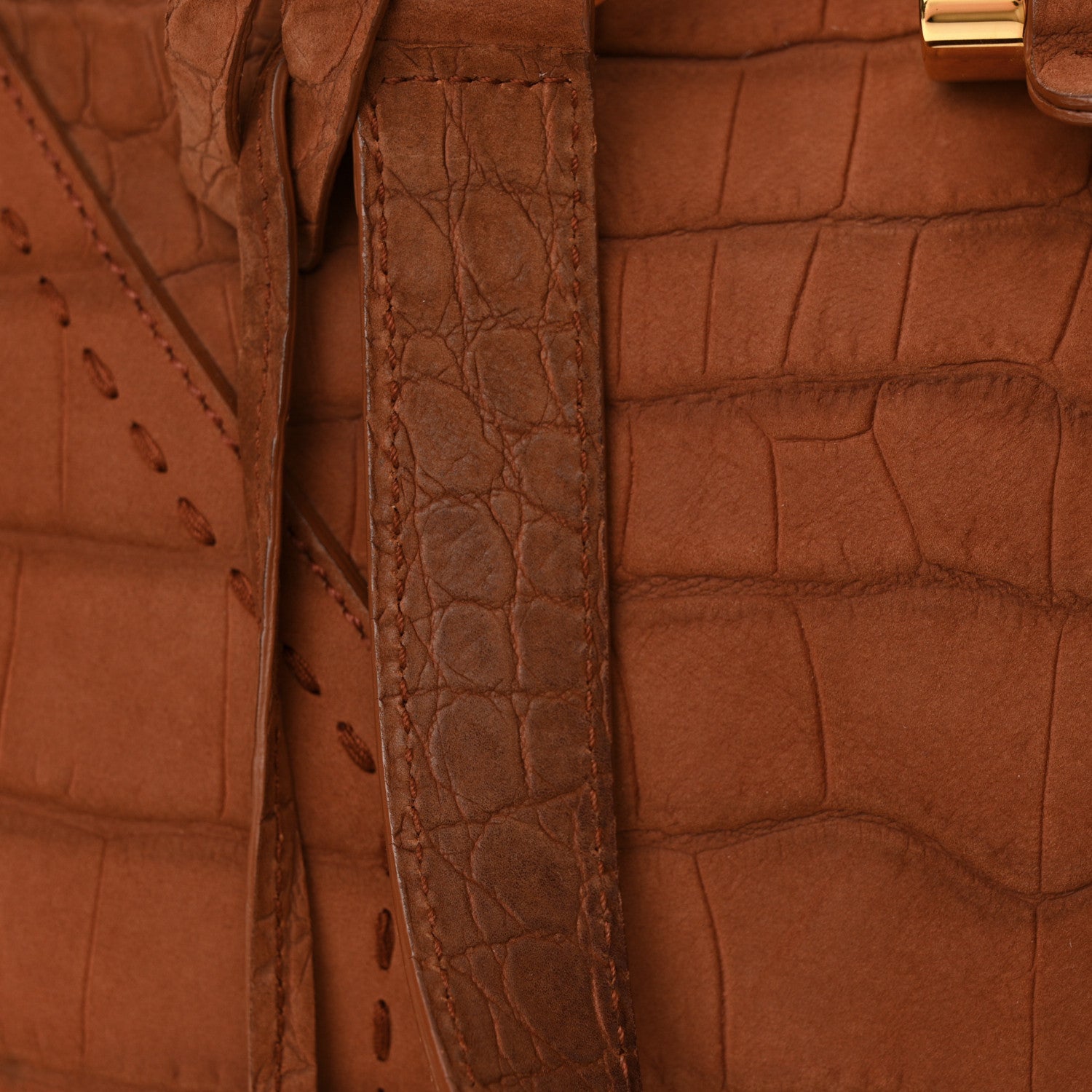 Saint Laurent Nubuck Crocodile Embossed Oversized Muse Brown 12 of 12