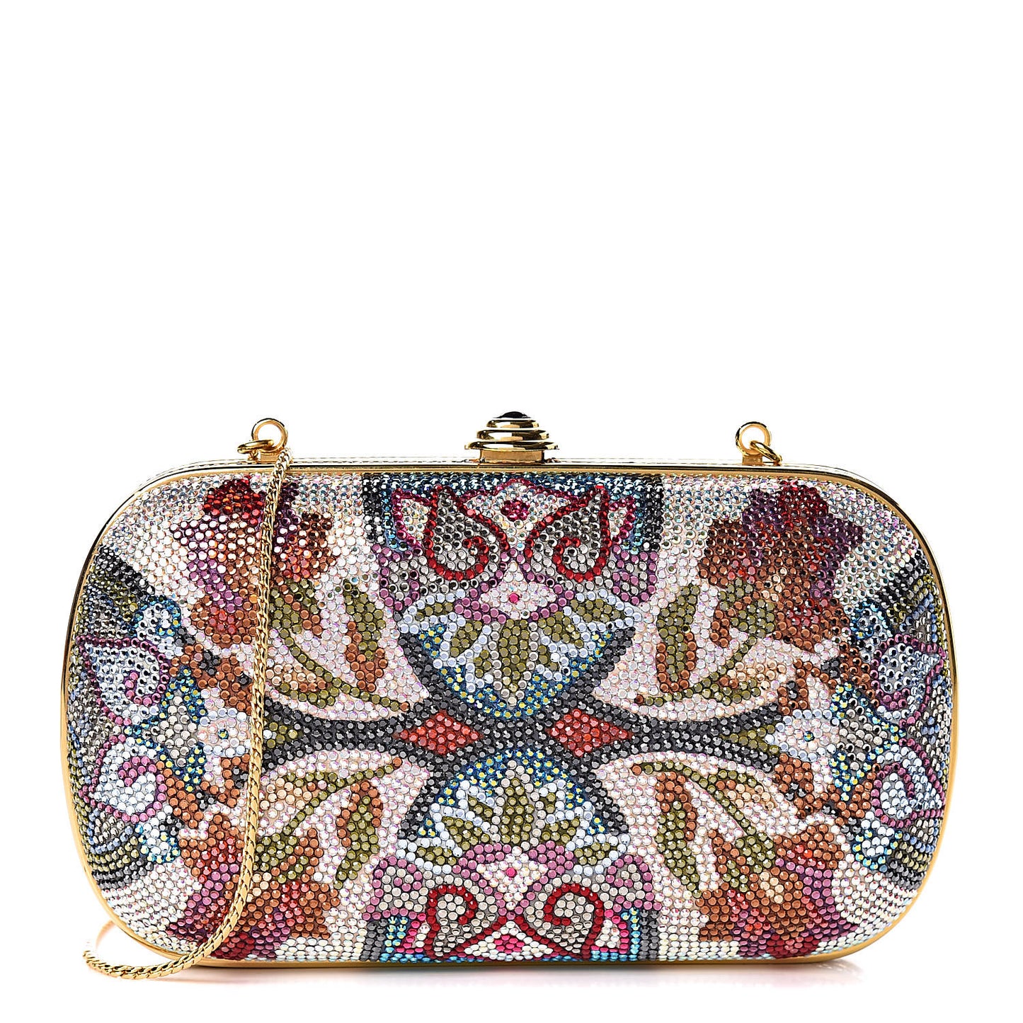 Swarovski Crystal Flower Minaudiere Clutch Gold