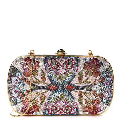 Judith Leiber Swarovski Crystal Flower Minaudiere Clutch Gold 1 of 10