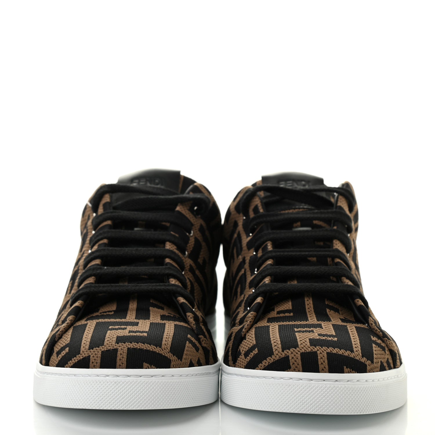 Fendi Tech Fabric FF Mens Lace Up Low Top Sneakers 7.5 Tobacco Black 2 of 8