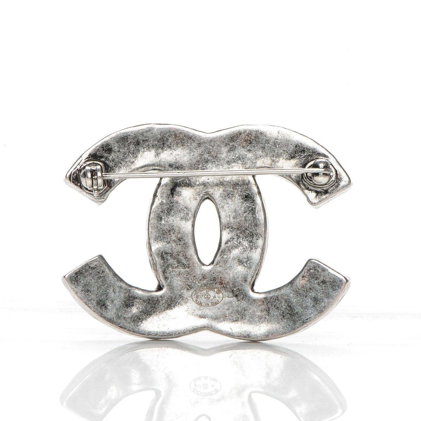 Enamel Ruthenium CC Brooch Blue Yellow