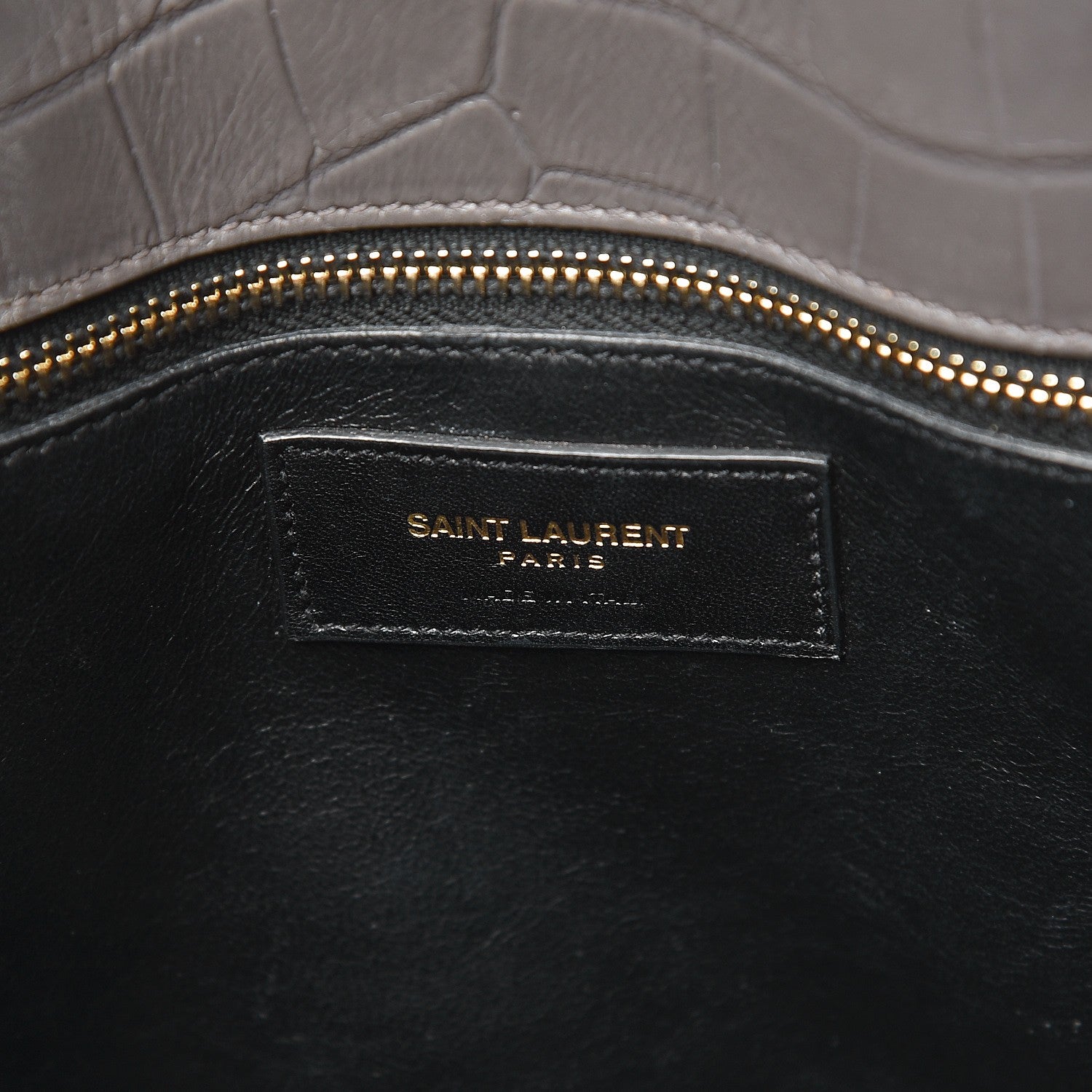 Saint Laurent Calfskin Crocodile Embossed Small Sac De Jour Earth 7 of 15