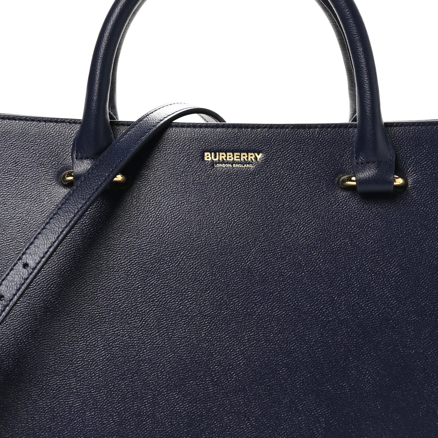 Burberry Calfskin Mega Check Small Banwell Tote Dark Canvas Blue