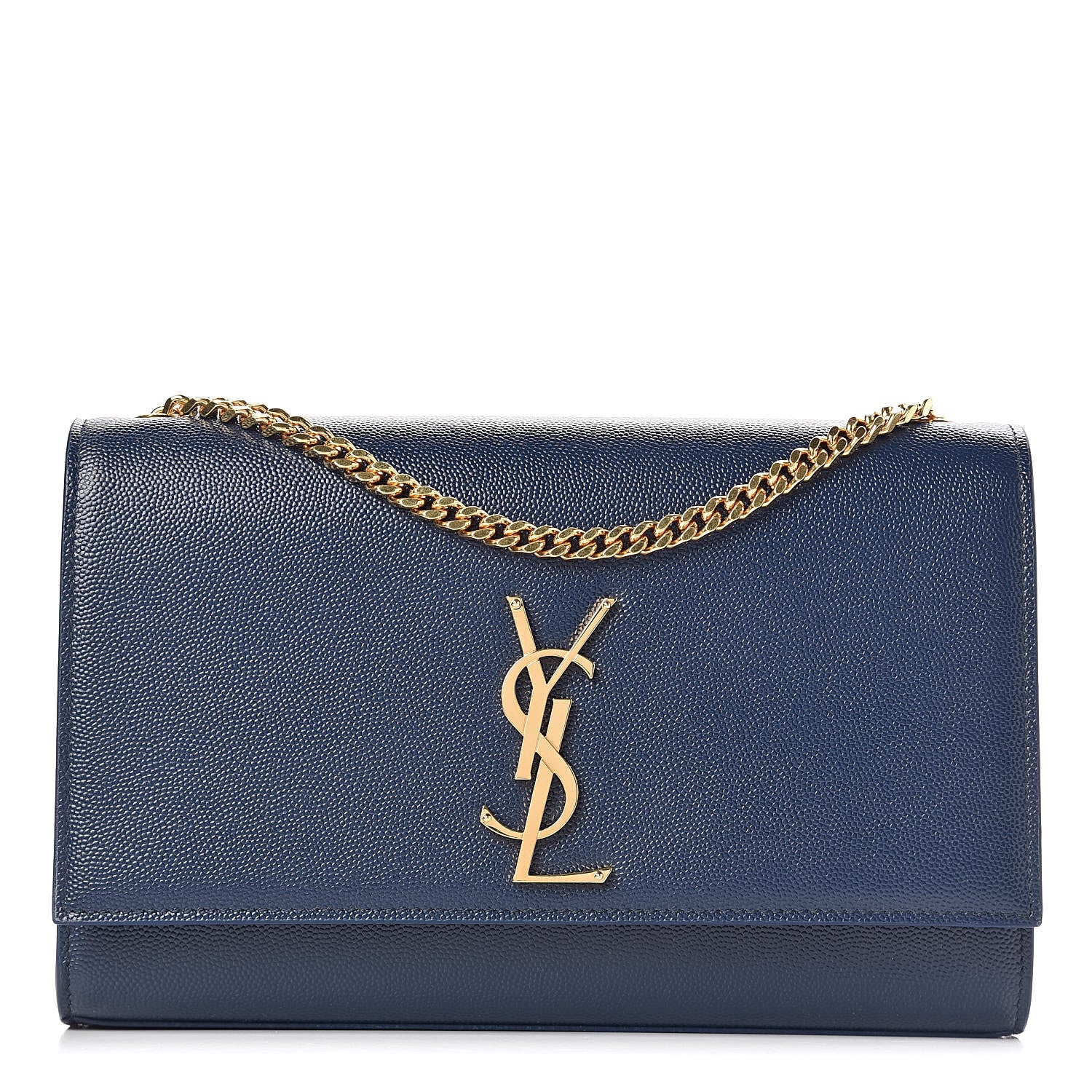 Saint Laurent Grain De Poudre Medium Classic Monogram Kate Satchel Denim Blue 1 of 10