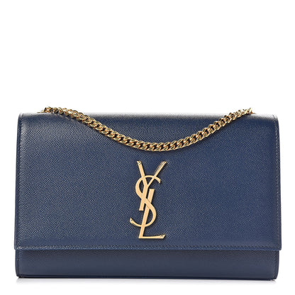 Saint Laurent Grain De Poudre Medium Classic Monogram Kate Satchel Denim Blue 1 of 10