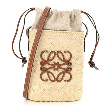 Loewe Calfskin Raffia Paulas Ibiza Square Bucket Bag Natural Tan 1 of 11
