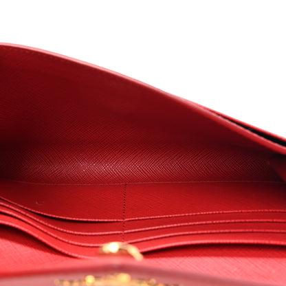 Prada Saffiano Metal Wallet With Chain Fuoco 5 of 12
